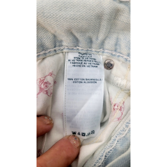 True Religion Straight Jeans Men's 36 Light Wash Distressed Denim Big Pocket Y2K - Picture 11 of 15